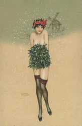 Meisje met een bos maretak